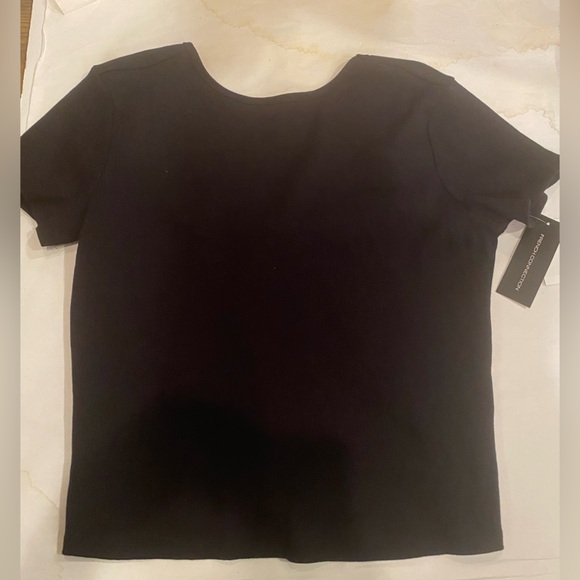 French Connection Bow Back Stretch Black Cotton Short Sleeve T-Shirt MED - Picture 5 of 7